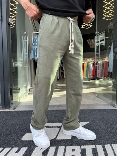 Haki NGR Keten Pantolon