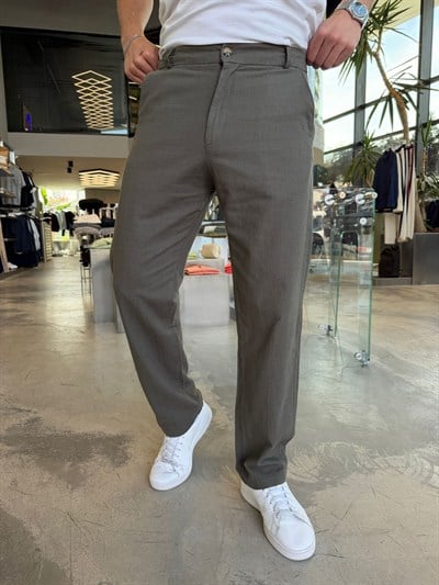 Haki Regular Keten Pantolon W5077