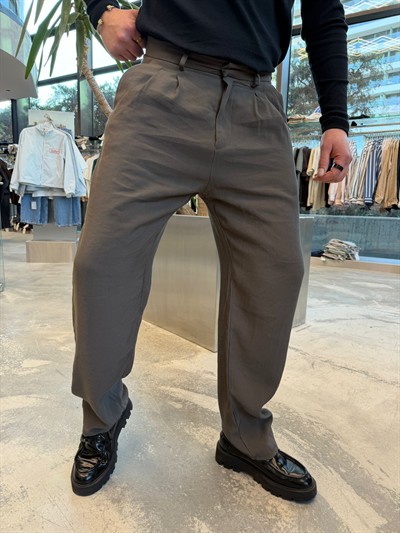 Haki Tansel Kumaş Baggy Pantolon -W5039