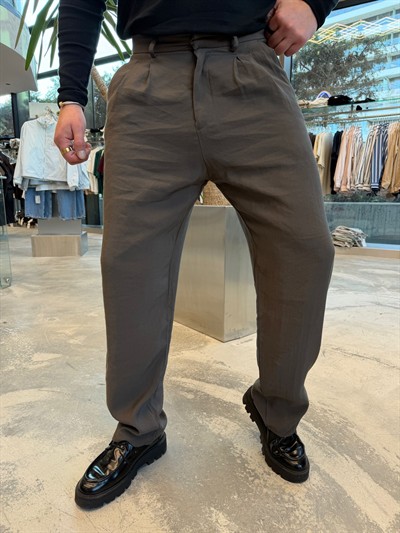 Haki Tansel Kumaş Baggy Pantolon -W5039