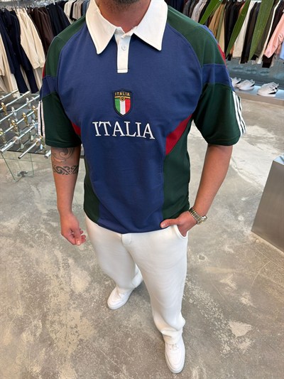 İtalia Lacivert-Haki Polo Yaka Forma T-Shirt