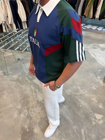 İtalia Lacivert-Haki Polo Yaka Forma T-Shirt