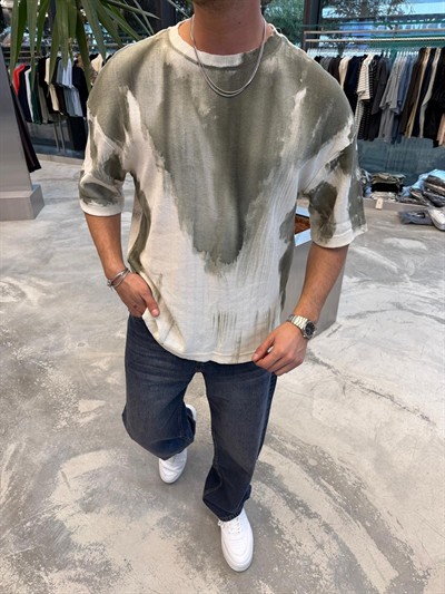 İthal Yeşil Kumaş Desenli  Yıkamalı -E71-55