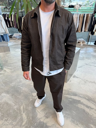 Kahverengi Denım Kaplama Takım -2778