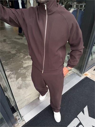 Kahverengi Fitilli Fermuarlı Takım MR2858