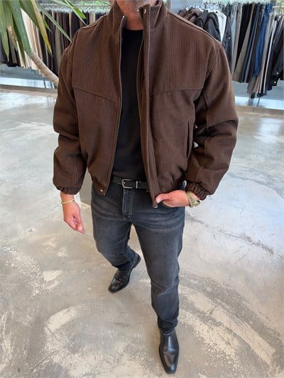 Kahverengi Kadife Bomber Mont SN4587