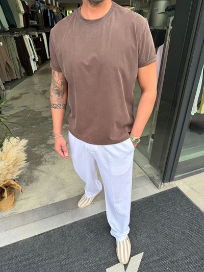 Kahverengi NGR Cupra Kumaş T-Shirt 