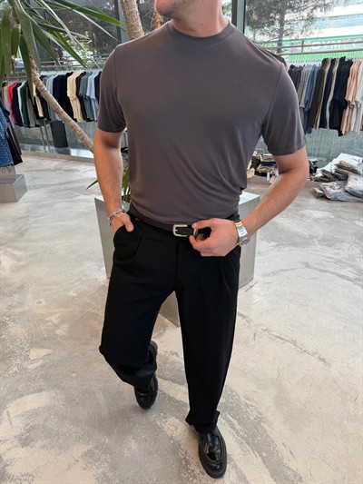 Gri Oysho Kumaş Basic T-Shirt -2512-261076