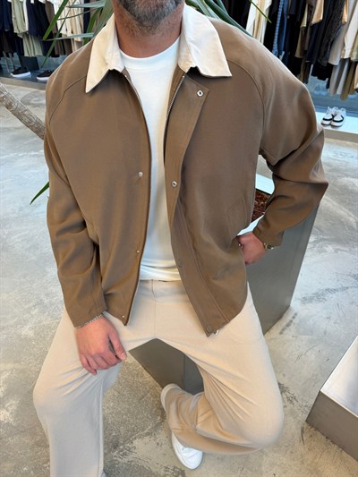 Kahverengi SNZ Modal kumaş mevsimlik ceket