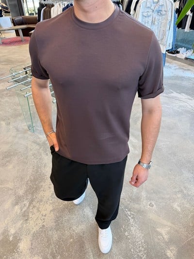 Kahverengi SPF Oys Kumaş T-Shirt -5004