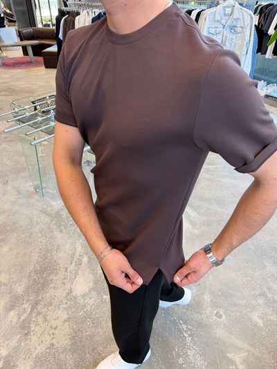Kahverengi SPF Oys Kumaş T-Shirt -5004