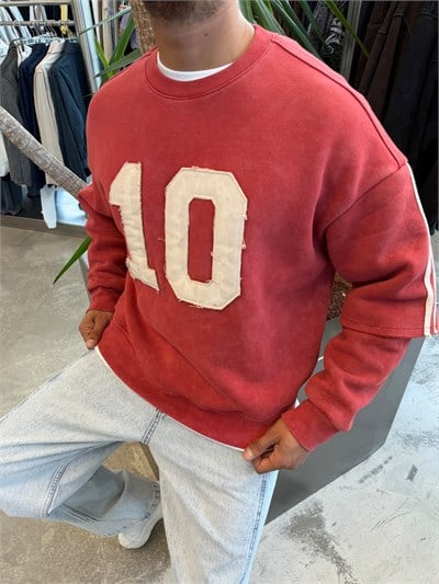 Kırmızı 10 Numara Parçalı Sweat ES10