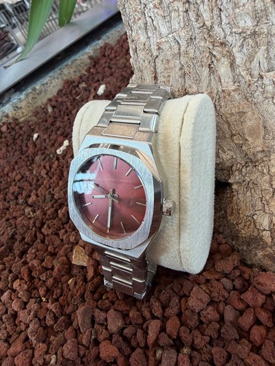 KIRMIZI KADRAN ÇELİK KORDON SAAT