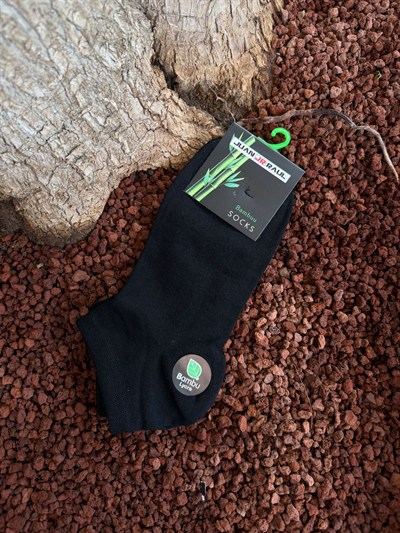 Siyah Kısa Bambu Çorap 