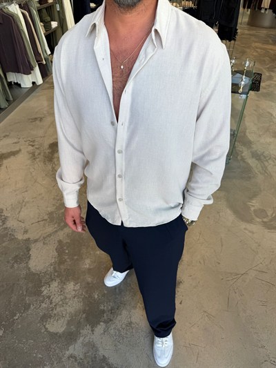 Krem Bambu Keten Gömlek SPF5005