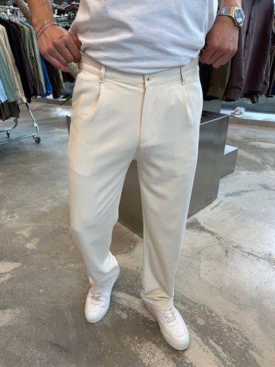 Ekru Dyogonell Kumaş Regular Kalıp Pantolon RT5021-1245