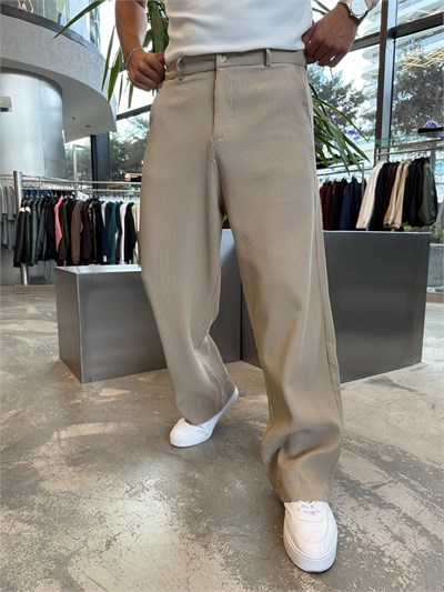 Krem Fitilli Baggy Pantolon W5122