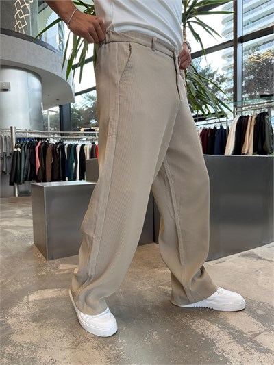 Krem Fitilli Baggy Pantolon W5122
