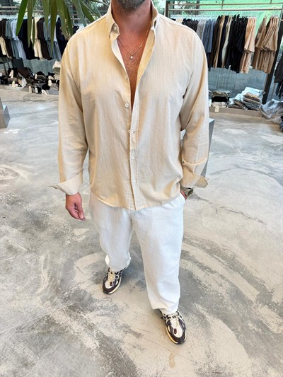 Krem Fresh Keten Gömlek -G5138