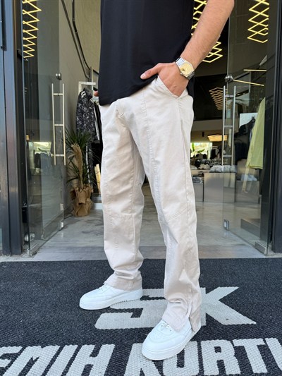 Gri Paça Fermuarlı Gabardin PNT -W5025