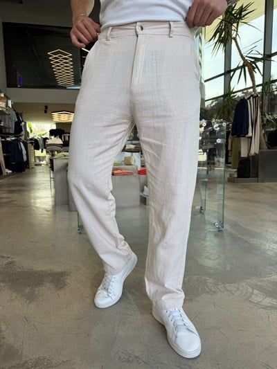 Krem Regular Keten Pantolon W5077