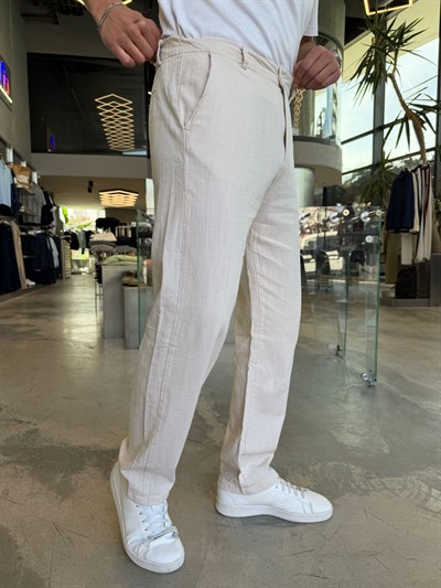 Krem Regular Keten Pantolon W5077