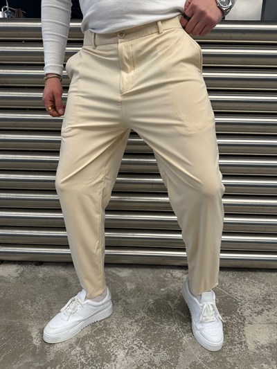 Krem Yeni Sezon Havuç Kesim Pantolon -S4030