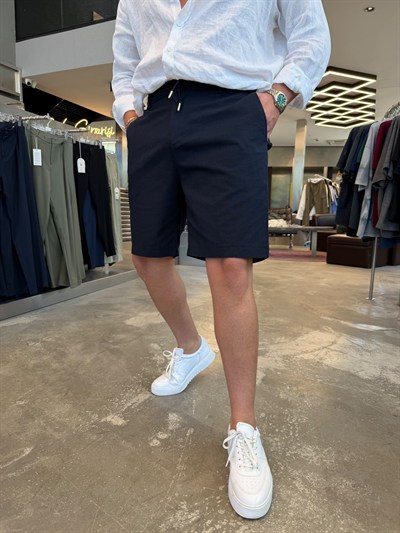 Lacivert %100 Cotton Keten Şort NGR103