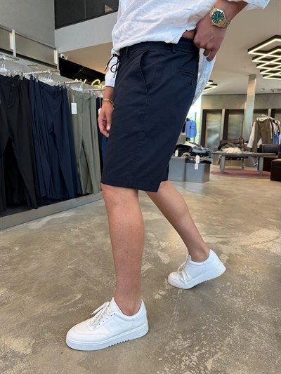 Lacivert %100 Cotton Keten Şort NGR103