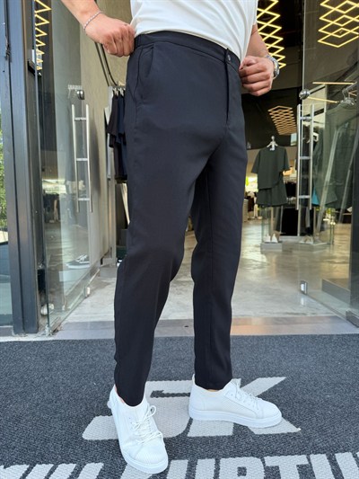 Lacivert Bel Lastikli Pantolon -W5032