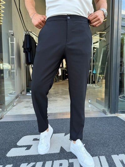 Lacivert Bel Lastikli Pantolon -W5032