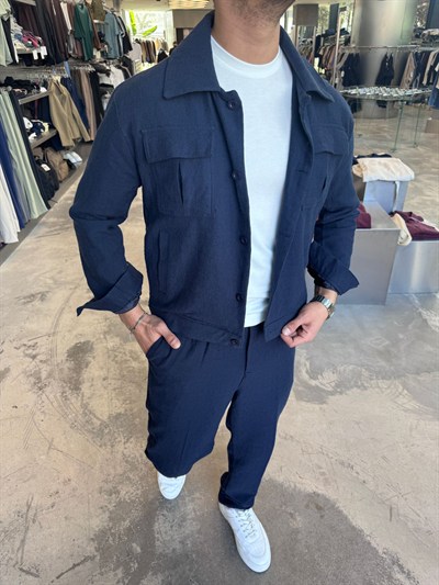 Lacivert Bukle Keten Takım -SNZ1303