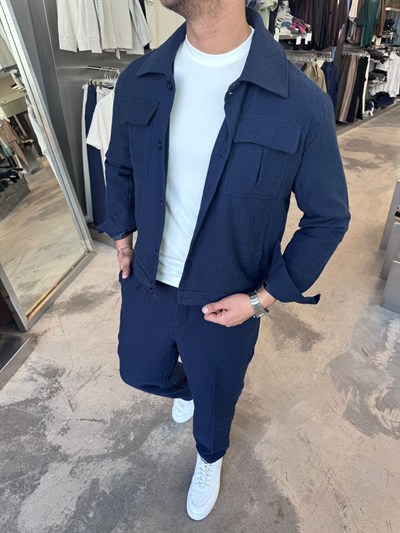 Lacivert Bukle Keten Takım -SNZ1303