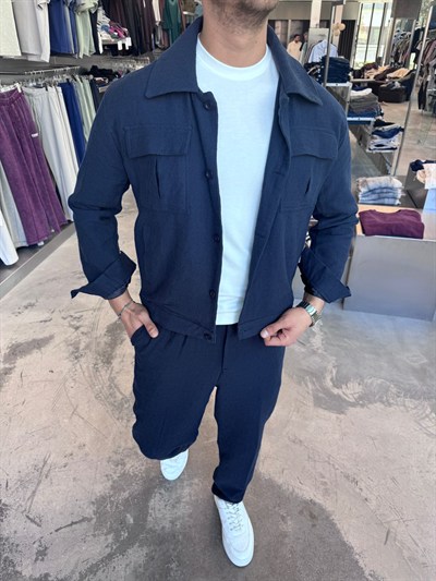 Lacivert Bukle Keten Takım -SNZ1303