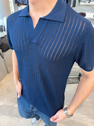 Lacivert GG Polo Yaka T-Shirt 