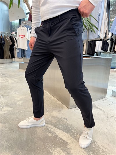 Lacivert İthal Keten Pantolon -N2026