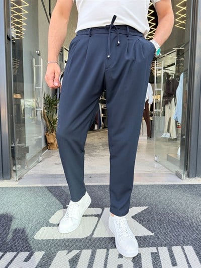 Lacivert İthal Keten Pantolon W5062