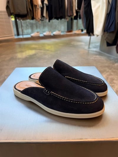 Lacivert Loro SK Orjinal Dana Derisi Loafer Terlik SK-129