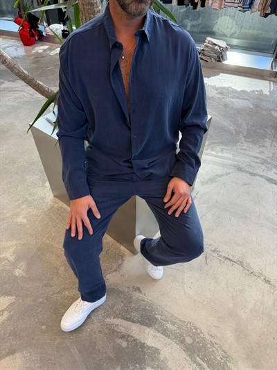 Lacivert Modal Fırçalı Takım -2512