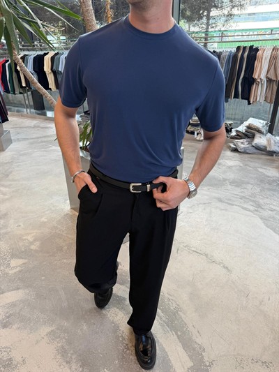 Lacivert Oysho Kumaş T-Shirt -2512-261076
