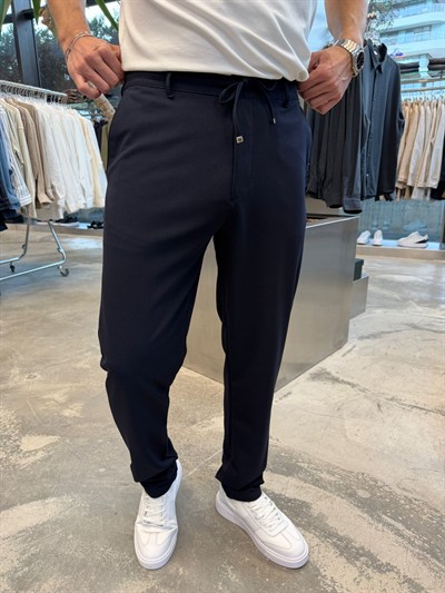 Lacivert Regular Kalıp Petek Örme Pantolon NWP16003