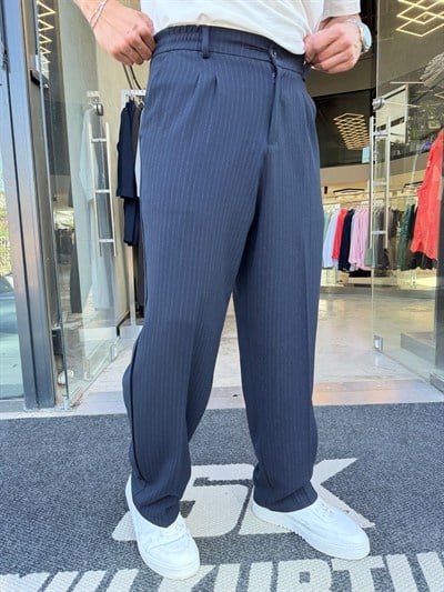 Lacivert SNZ Pilali Baggy Pantolon