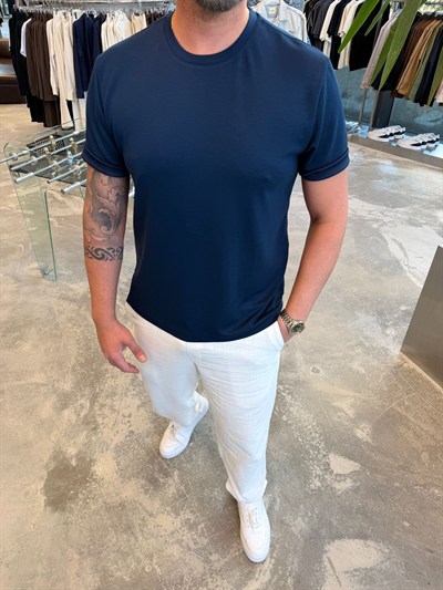 Lacivert SPF Oys Kumaş T-Shirt -5004