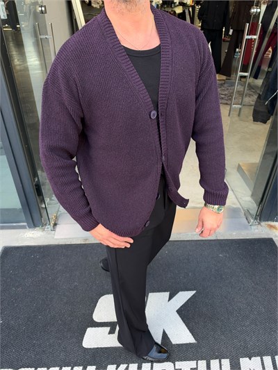 Mor Oversize Triko Hırka SF88