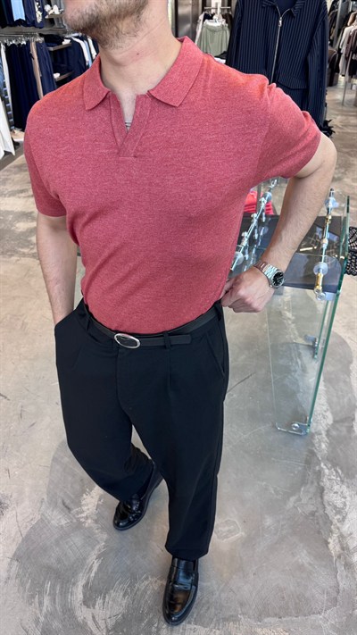 Nar Çiçeği Pamuklu Kumaş Triko Yakalı NWR1009