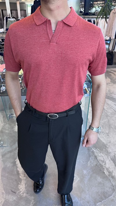 Nar Çiçeği Pamuklu Kumaş Triko Yakalı NWR1009