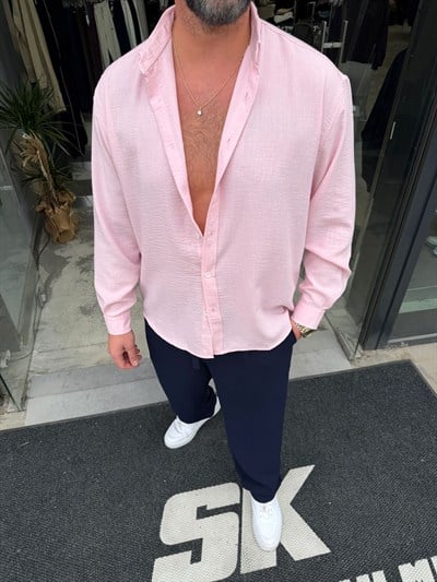 Pembe Fresh Keten Gömlek -G5138