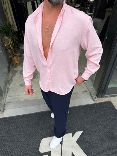 Pembe Fresh Keten Gömlek -G5138