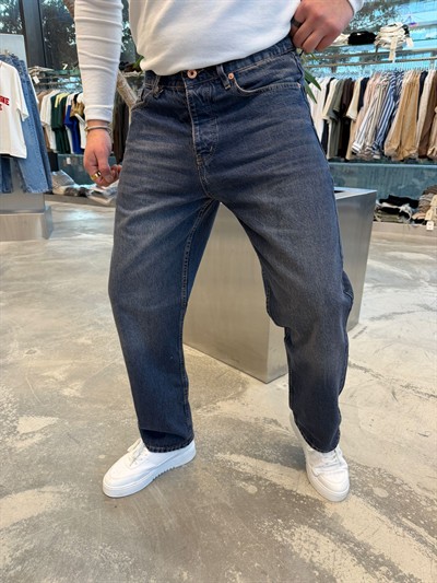 Petrol Baggy Kalıp Kot Pantolon -W550
