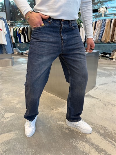 Petrol Baggy Kalıp Kot Pantolon -W550